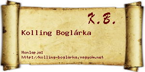 Kolling Boglárka névjegykártya